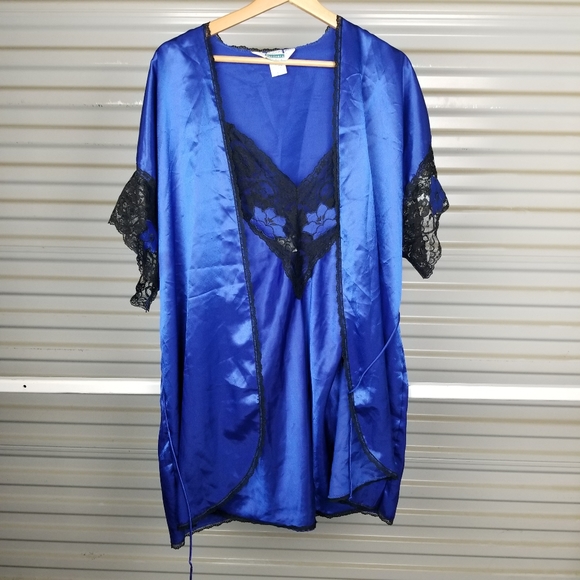 Vintage Cobalf Set Robe and Slip 2 piece Medium - Picture 4 of 8